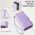 For Samsung Galaxy S21 5G Crossbody Rhombic Zipper Tower Buckle Leather Phone Case with Lanyard(Purple) - 3