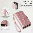 For Samsung Galaxy S21 5G Crossbody Rhombic Zipper Tower Buckle Leather Phone Case with Lanyard(Rose Gold) - 3