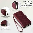 For Samsung Galaxy S21+ 5G Crossbody Rhombic Zipper Tower Buckle Leather Phone Case with Lanyard(Wine Red) - 3