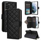 For Samsung Galaxy S21+ 5G Crossbody Rhombic Zipper Tower Buckle Leather Phone Case with Lanyard(Black) - 1
