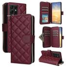 For Samsung Galaxy S21 Ultra 5G Crossbody Rhombic Zipper Tower Buckle Leather Phone Case with Lanyard(Wine Red) - 1