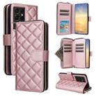 For Samsung Galaxy S21 Ultra 5G Crossbody Rhombic Zipper Tower Buckle Leather Phone Case with Lanyard(Rose Gold) - 1