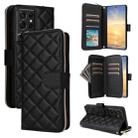 For Samsung Galaxy S21 Ultra 5G Crossbody Rhombic Zipper Tower Buckle Leather Phone Case with Lanyard(Black) - 1