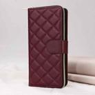 For Samsung Galaxy S21 FE 5G Crossbody Rhombic Zipper Tower Buckle Leather Phone Case with Lanyard(Wine Red) - 2