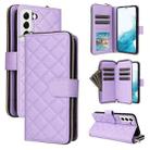 For Samsung Galaxy S22 5G Crossbody Rhombic Zipper Tower Buckle Leather Phone Case with Lanyard(Purple) - 1