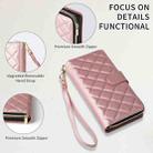 For Samsung Galaxy S22 5G Crossbody Rhombic Zipper Tower Buckle Leather Phone Case with Lanyard(Rose Gold) - 3