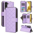 For Samsung Galaxy S22+ 5G Crossbody Rhombic Zipper Tower Buckle Leather Phone Case with Lanyard(Purple) - 1