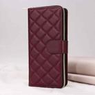 For Samsung Galaxy S22 Ultra 5G Crossbody Rhombic Zipper Tower Buckle Leather Phone Case with Lanyard(Wine Red) - 2