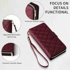For Samsung Galaxy S22 Ultra 5G Crossbody Rhombic Zipper Tower Buckle Leather Phone Case with Lanyard(Wine Red) - 3