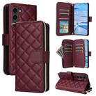 For Samsung Galaxy S23+ Crossbody Rhombic Zipper Tower Buckle Leather Phone Case with Lanyard(Wine Red) - 1