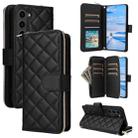 For Samsung Galaxy S23+ Crossbody Rhombic Zipper Tower Buckle Leather Phone Case with Lanyard(Black) - 1