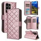 For Samsung Galaxy S23 Ultra 5G Crossbody Rhombic Zipper Tower Buckle Leather Phone Case with Lanyard(Rose Gold) - 1