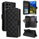 For Samsung Galaxy S23 Ultra 5G Crossbody Rhombic Zipper Tower Buckle Leather Phone Case with Lanyard(Black) - 1
