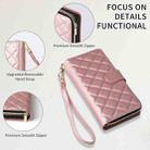For Samsung Galaxy S23 FE 5G Crossbody Rhombic Zipper Tower Buckle Leather Phone Case with Lanyard(Rose Gold) - 3