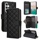 For Samsung Galaxy S23 FE 5G Crossbody Rhombic Zipper Tower Buckle Leather Phone Case with Lanyard(Black) - 1