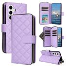 For Samsung Galaxy S24 5G Crossbody Rhombic Zipper Tower Buckle Leather Phone Case with Lanyard(Purple) - 1