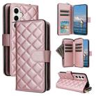 For Samsung Galaxy S24 5G Crossbody Rhombic Zipper Tower Buckle Leather Phone Case with Lanyard(Rose Gold) - 1