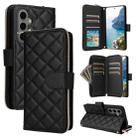 For Samsung Galaxy S24+ 5G Crossbody Rhombic Zipper Tower Buckle Leather Phone Case with Lanyard(Black) - 1