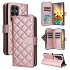 For Samsung Galaxy S24 Ultra 5G Crossbody Rhombic Zipper Tower Buckle Leather Phone Case with Lanyard(Rose Gold) - 1