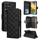 For Samsung Galaxy S24 Ultra 5G Crossbody Rhombic Zipper Tower Buckle Leather Phone Case with Lanyard(Black) - 1