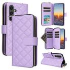 For Samsung Galaxy S24 FE 5G Crossbody Rhombic Zipper Tower Buckle Leather Phone Case with Lanyard(Purple) - 1