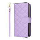 For Samsung Galaxy S24 FE 5G Crossbody Rhombic Zipper Tower Buckle Leather Phone Case with Lanyard(Purple) - 2