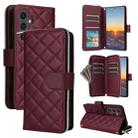 For Samsung Galaxy S24 FE 5G Crossbody Rhombic Zipper Tower Buckle Leather Phone Case with Lanyard(Wine Red) - 1