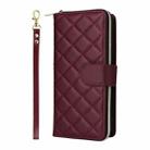 For Samsung Galaxy S24 FE 5G Crossbody Rhombic Zipper Tower Buckle Leather Phone Case with Lanyard(Wine Red) - 2