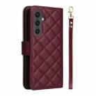 For Samsung Galaxy S24 FE 5G Crossbody Rhombic Zipper Tower Buckle Leather Phone Case with Lanyard(Wine Red) - 3