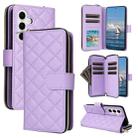 For Samsung Galaxy S25 5G Crossbody Rhombic Zipper Tower Buckle Leather Phone Case with Lanyard(Purple) - 1