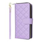 For Samsung Galaxy S25 5G Crossbody Rhombic Zipper Tower Buckle Leather Phone Case with Lanyard(Purple) - 2
