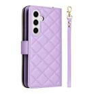 For Samsung Galaxy S25 5G Crossbody Rhombic Zipper Tower Buckle Leather Phone Case with Lanyard(Purple) - 3