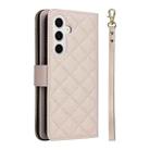 For Samsung Galaxy S25 5G Crossbody Rhombic Zipper Tower Buckle Leather Phone Case with Lanyard(Beige) - 3