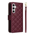 For Samsung Galaxy S25 5G Crossbody Rhombic Zipper Tower Buckle Leather Phone Case with Lanyard(Wine Red) - 3