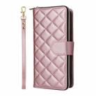 For Samsung Galaxy S25 5G Crossbody Rhombic Zipper Tower Buckle Leather Phone Case with Lanyard(Rose Gold) - 2