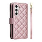 For Samsung Galaxy S25 5G Crossbody Rhombic Zipper Tower Buckle Leather Phone Case with Lanyard(Rose Gold) - 3