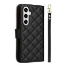 For Samsung Galaxy S25 5G Crossbody Rhombic Zipper Tower Buckle Leather Phone Case with Lanyard(Black) - 3