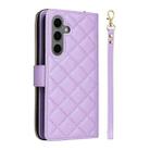 For Samsung Galaxy S25+ 5G Crossbody Rhombic Zipper Tower Buckle Leather Phone Case with Lanyard(Purple) - 3