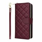 For Samsung Galaxy S25+ 5G Crossbody Rhombic Zipper Tower Buckle Leather Phone Case with Lanyard(Wine Red) - 2