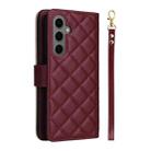 For Samsung Galaxy S25+ 5G Crossbody Rhombic Zipper Tower Buckle Leather Phone Case with Lanyard(Wine Red) - 3
