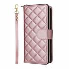 For Samsung Galaxy S25+ 5G Crossbody Rhombic Zipper Tower Buckle Leather Phone Case with Lanyard(Rose Gold) - 2