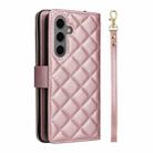 For Samsung Galaxy S25+ 5G Crossbody Rhombic Zipper Tower Buckle Leather Phone Case with Lanyard(Rose Gold) - 3