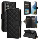 For Samsung Galaxy S25+ 5G Crossbody Rhombic Zipper Tower Buckle Leather Phone Case with Lanyard(Black) - 1