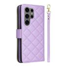 For Samsung Galaxy S25 Ultra 5G Crossbody Rhombic Zipper Tower Buckle Leather Phone Case with Lanyard(Purple) - 3
