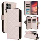 For Samsung Galaxy S25 Ultra 5G Crossbody Rhombic Zipper Tower Buckle Leather Phone Case with Lanyard(Beige) - 1