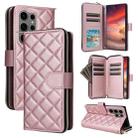 For Samsung Galaxy S25 Ultra 5G Crossbody Rhombic Zipper Tower Buckle Leather Phone Case with Lanyard(Rose Gold) - 1