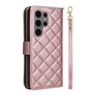 For Samsung Galaxy S25 Ultra 5G Crossbody Rhombic Zipper Tower Buckle Leather Phone Case with Lanyard(Rose Gold) - 3