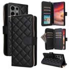 For Samsung Galaxy S25 Ultra 5G Crossbody Rhombic Zipper Tower Buckle Leather Phone Case with Lanyard(Black) - 1