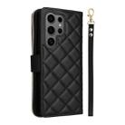 For Samsung Galaxy S25 Ultra 5G Crossbody Rhombic Zipper Tower Buckle Leather Phone Case with Lanyard(Black) - 3