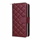 For Samsung Galaxy S25 Edge 5G Crossbody Rhombic Zipper Tower Buckle Leather Phone Case with Lanyard(Wine Red) - 2